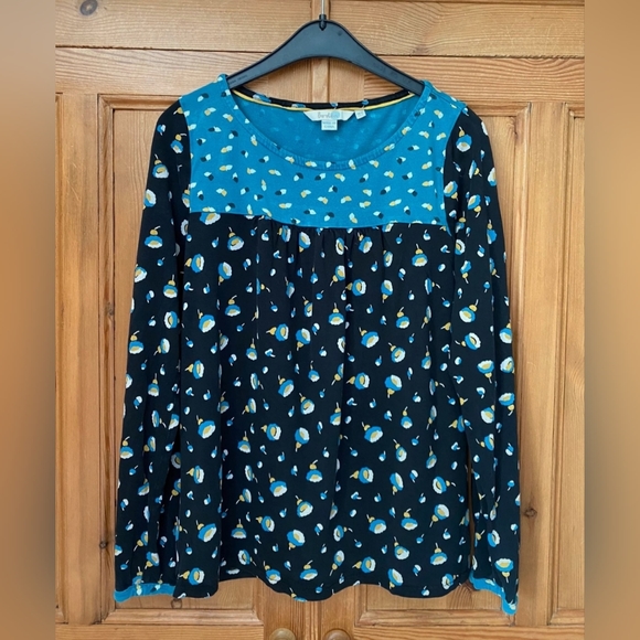 Boden Tops - Boden Blue and Navy Floral Print Long Sleeve Top
